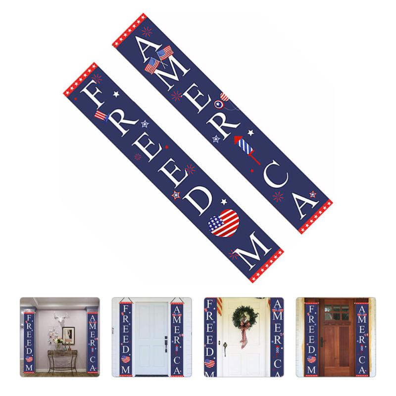 

Pair Patriotic Porch Sign Multi-functional Practical Curtain & Drapes