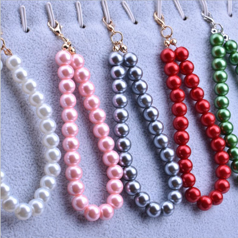 

Gold/Silver Buckle Key Rings Pearl Keychain Pendant Mobile Phone Case Chain Coin Pendants Women Bag Holder Jewelry Accessory, Slivery;golden