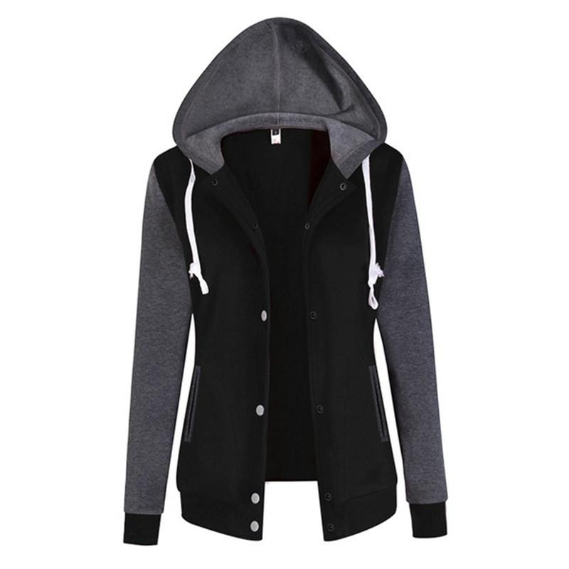 

Women' Hoodies & Sweatshirts Women Autumn Winter Long Sleeve Hoody Ladies Zipper Pocket Patchwork Hooded Sweatshirt Female Outwear, Red