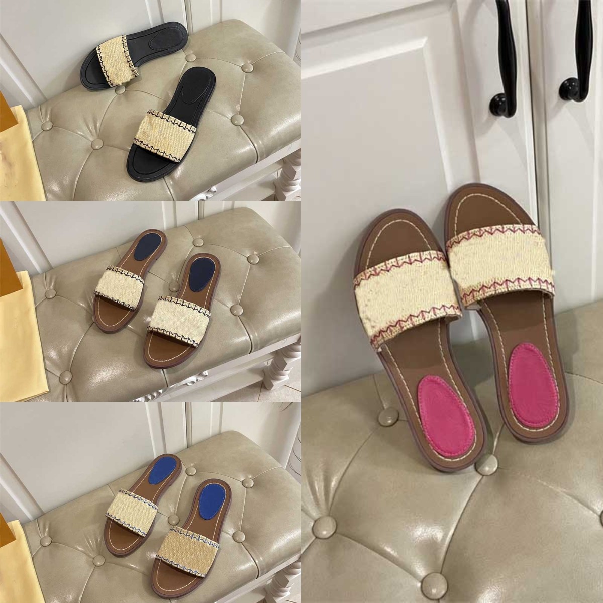 

Designer Women Slippers Classics LOCK IT Letters Embroidered Printing Sandals Floral Slide Summer Outdoor Lady Flip Flop Rubber Bottom Luxury Slipper With Box 35-42