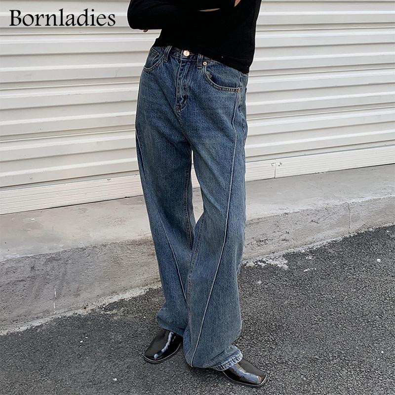

Women's Jeans Bornladies High Waist Baggy Women Fashion Comfy Casual Straight Leg Loose PantsJeans Washed Boyfriend Wide Trousers, Blue
