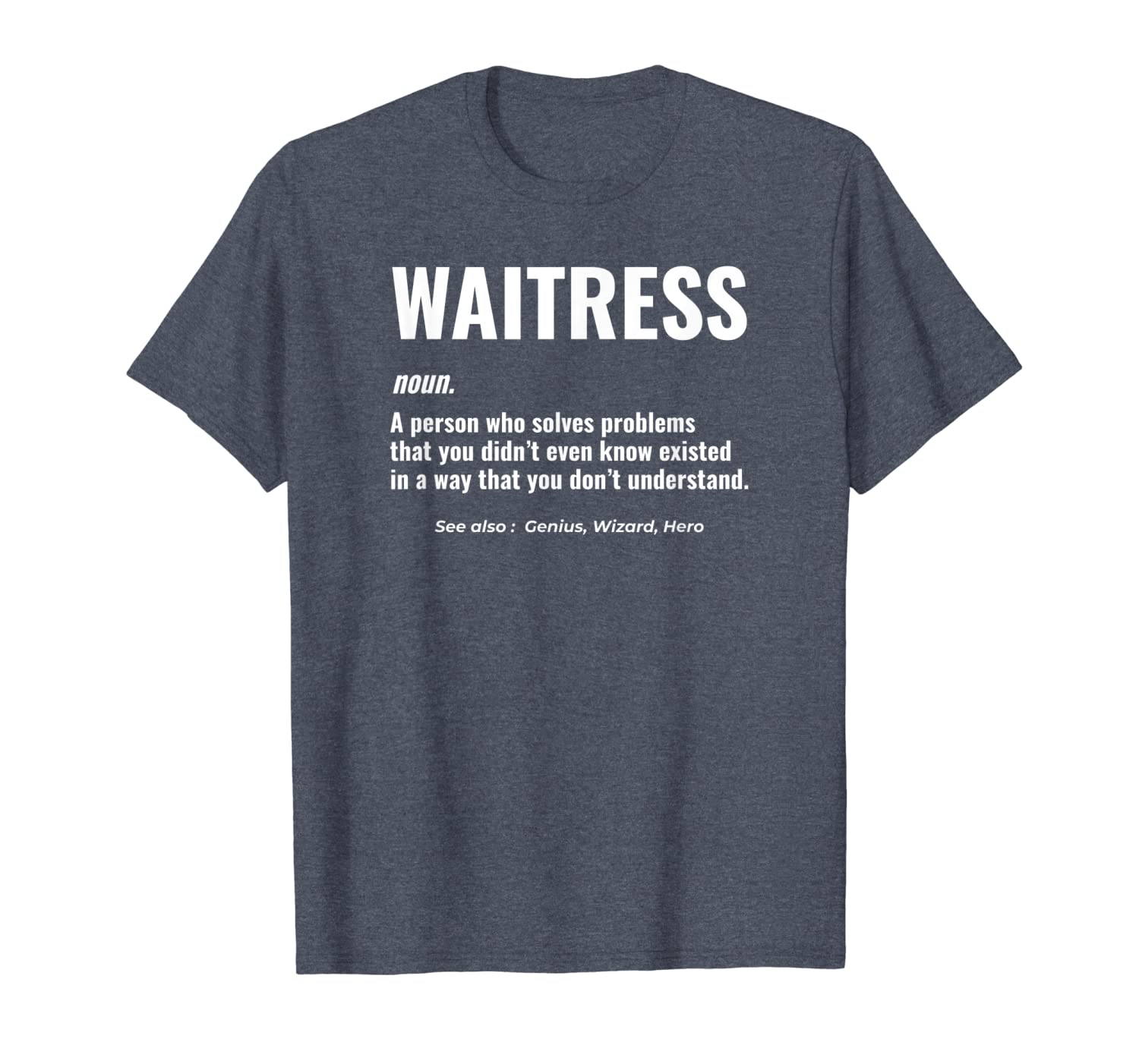

waitress problem solver food drink server gift idea shirt, White;black