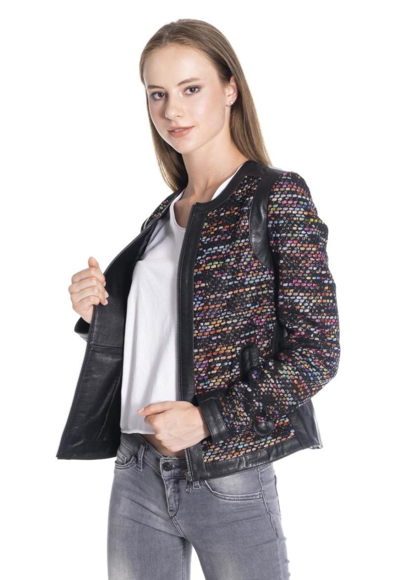 

Women's Leather & Faux Women Winter Jacket Genuine Real Coat Lambskin Straw Knit, As pic