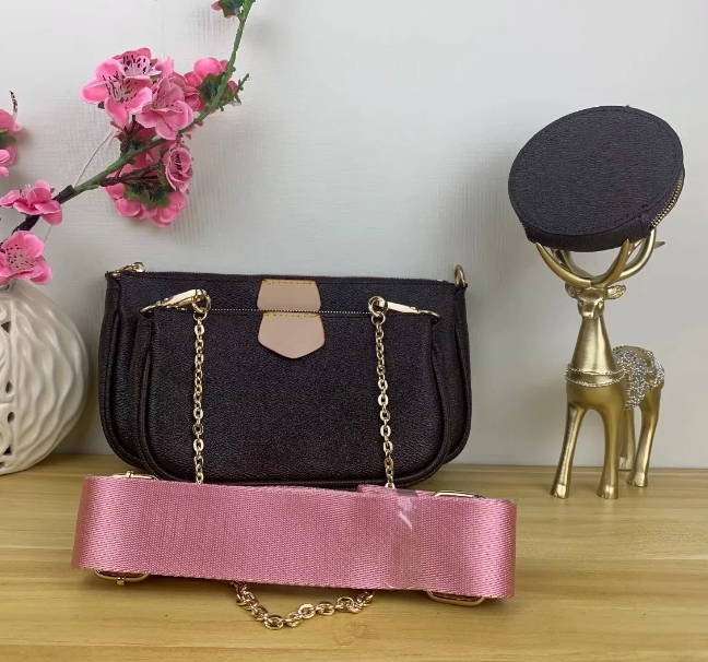 

LVLouisBagVitton Designer Handbags chain Bags genuine leather material 3pcs high quality Printed letter decoration l