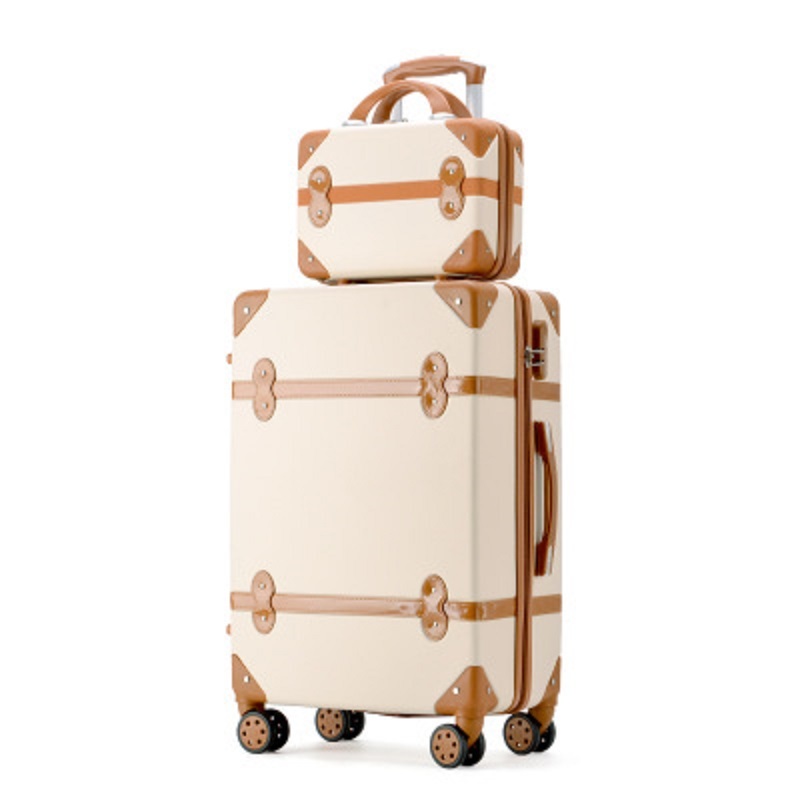 

20/22/24/26 With14 Inch Women Hard Retro Rolling Luggage Set Trolley Baggage With Cosmetic Bag Vintage Suitcase For Girls