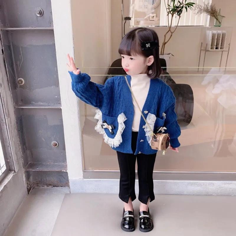 

Pullover Spring Autumn Sweater Jacket For Girls V Neck Bow Poakcets Cardigan Solid Loose Cute Toddler Baby Girl Fall Sweaters Coat, Beige