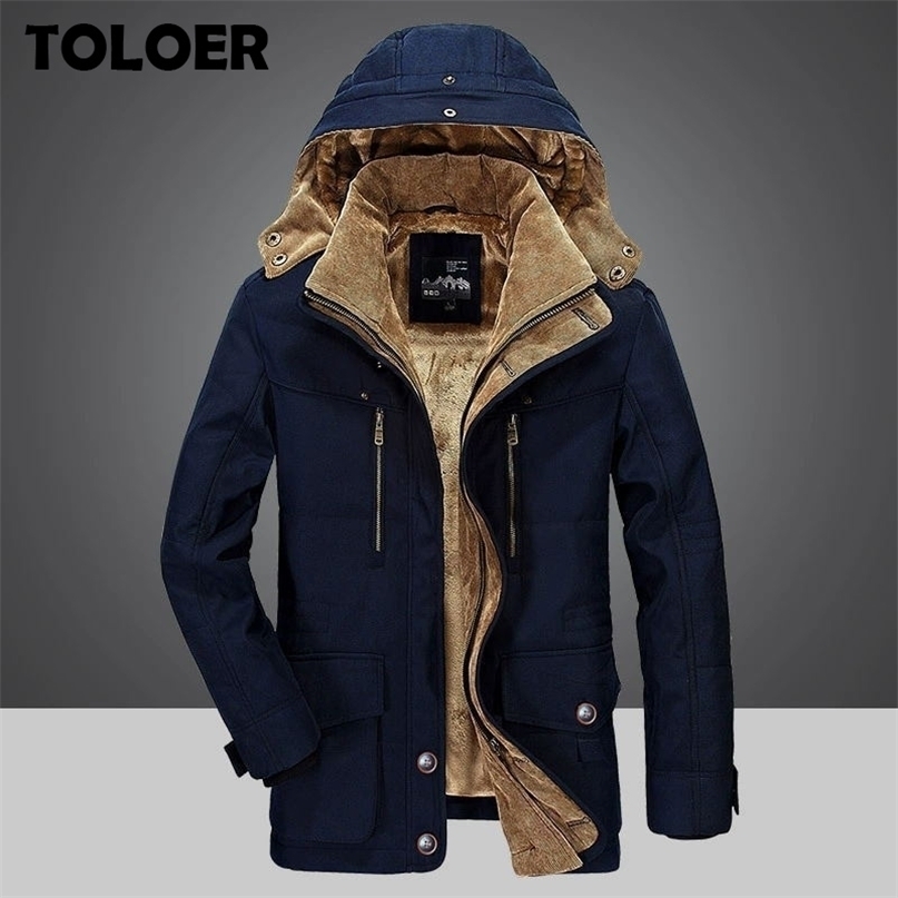

Fleece Jacket Men' Warm Thick Windbreaker High Quality Fur Collar Coat Windproof 6XL 7XL Fashion Winter Fleece Parkas Outwear 211204, Wish601blue