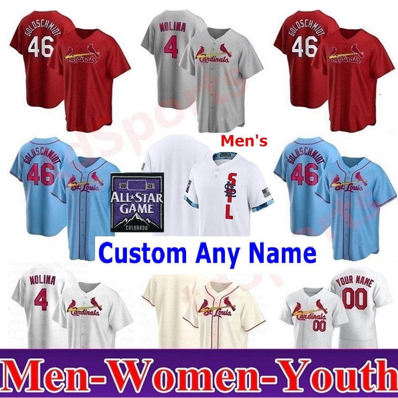 

Men Women youth 2021 All-Star Game Baseball Jersey St. Louis Cardinal 46 Paul Goldschmidt 4 Yadier Molina 1 Ozzie Smith 25 Dexter Fowler, As shown in illustration