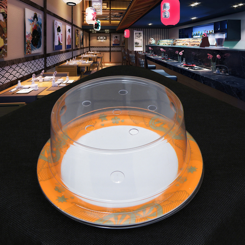 

200pcs Plastic Lid for Sushi Dish Buffet Conveyor Belt Reusable Transparent Cake Plate Food Cover Restaurant Accessories