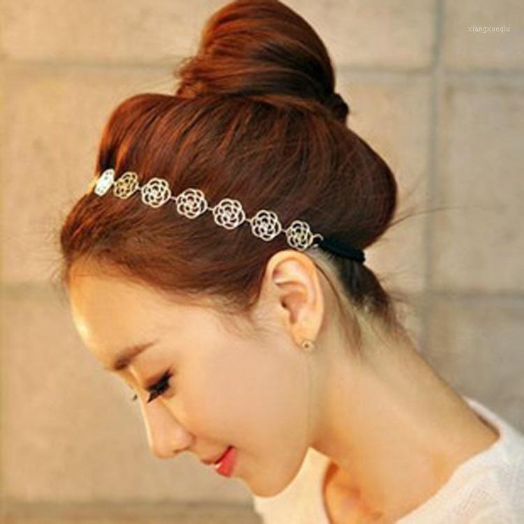 

Hair Clips & Barrettes QW Korean Jewelry Manufacturers Wholesale Ornaments Headgear Fashion Elegant Hollowed-out Rose Band Boutique Hoop, Golden;silver