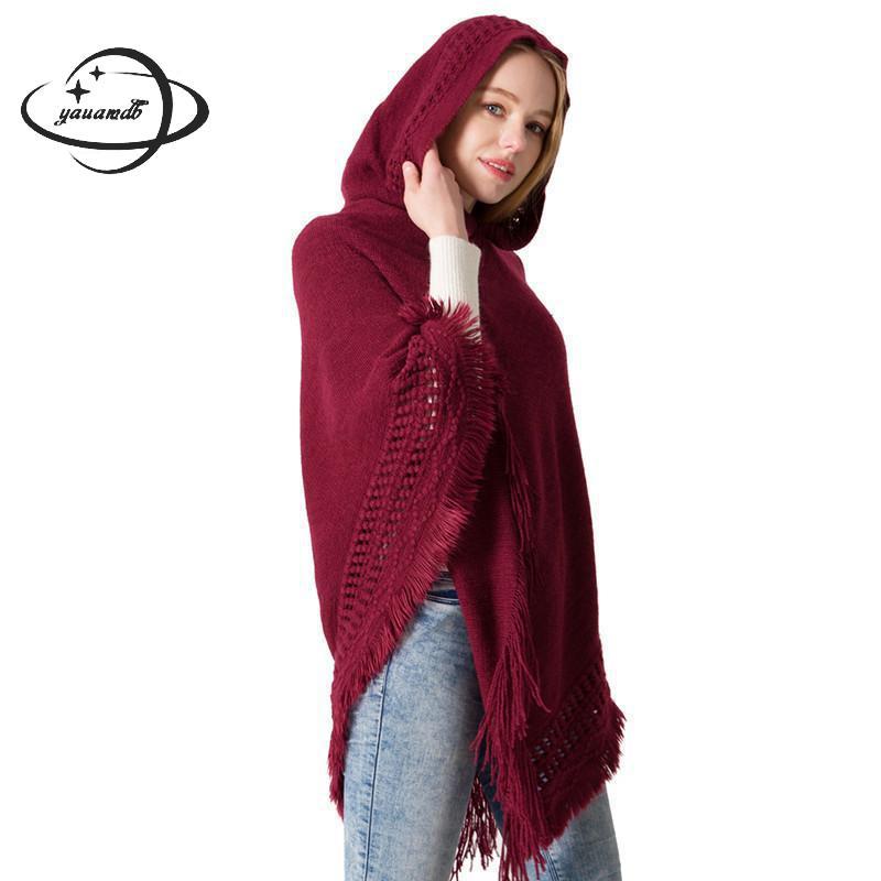 

Scarves 138x132x35cm Womens Capes Coat Female Ponchos Wraps Fashion Scarf Shawl Stoles Solid Hooded Ladies Outerwear Clothes Y32