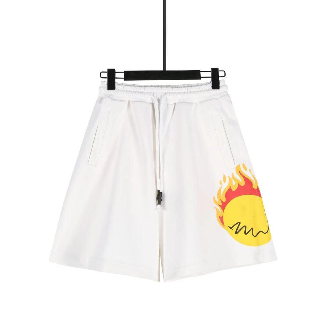 

2021 luxury design mens basketball shorts Beach pants Flame Smiley Face Print fashion Hip hop sport running short men, White;black
