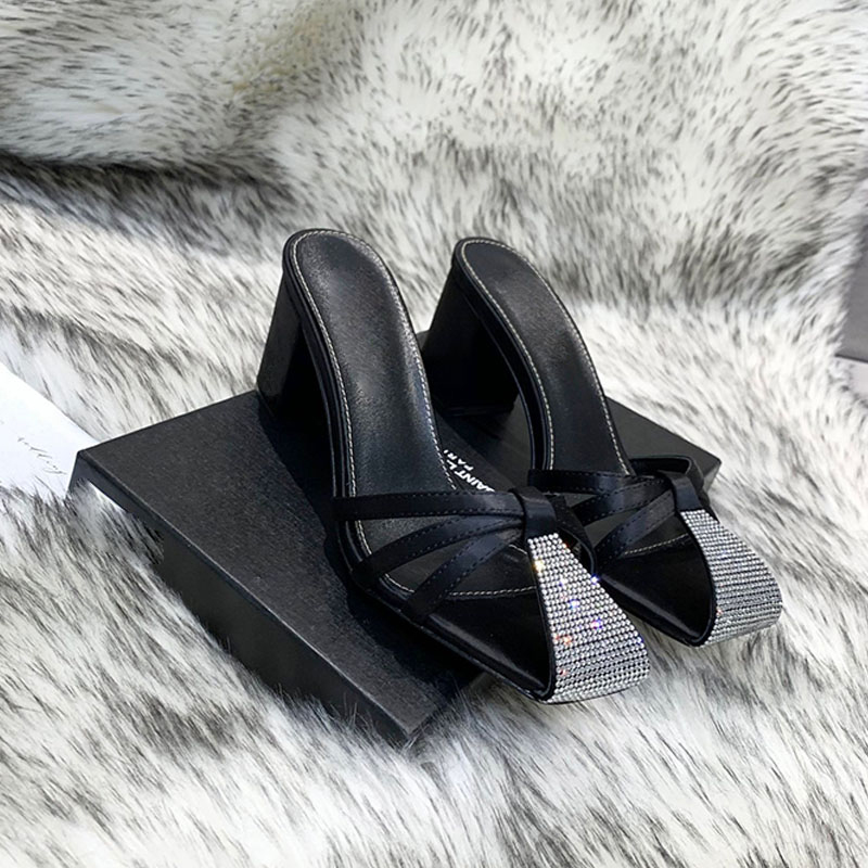 

Women's sandals latest summer authentic leather high heels stripe dwedding ladies casual wear thick heel outdoor shopping letter slippers box rhines