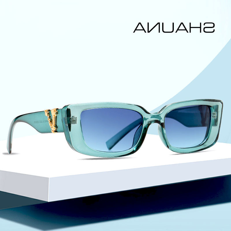 

SHAUNA Retro Small Rectangle Sunglasses Candy Colors Gradient Sun Glasses Shades UV400 Glasses wholesale, White;black