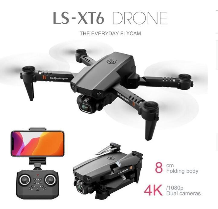 

55%off Drone LSRC LS-XT6 Smart Remote Control Mini WiFi FPV with 4K/1080P HD Dual Camera Altitude Hold Mode Foldable RC Drones Quadcopter RTF