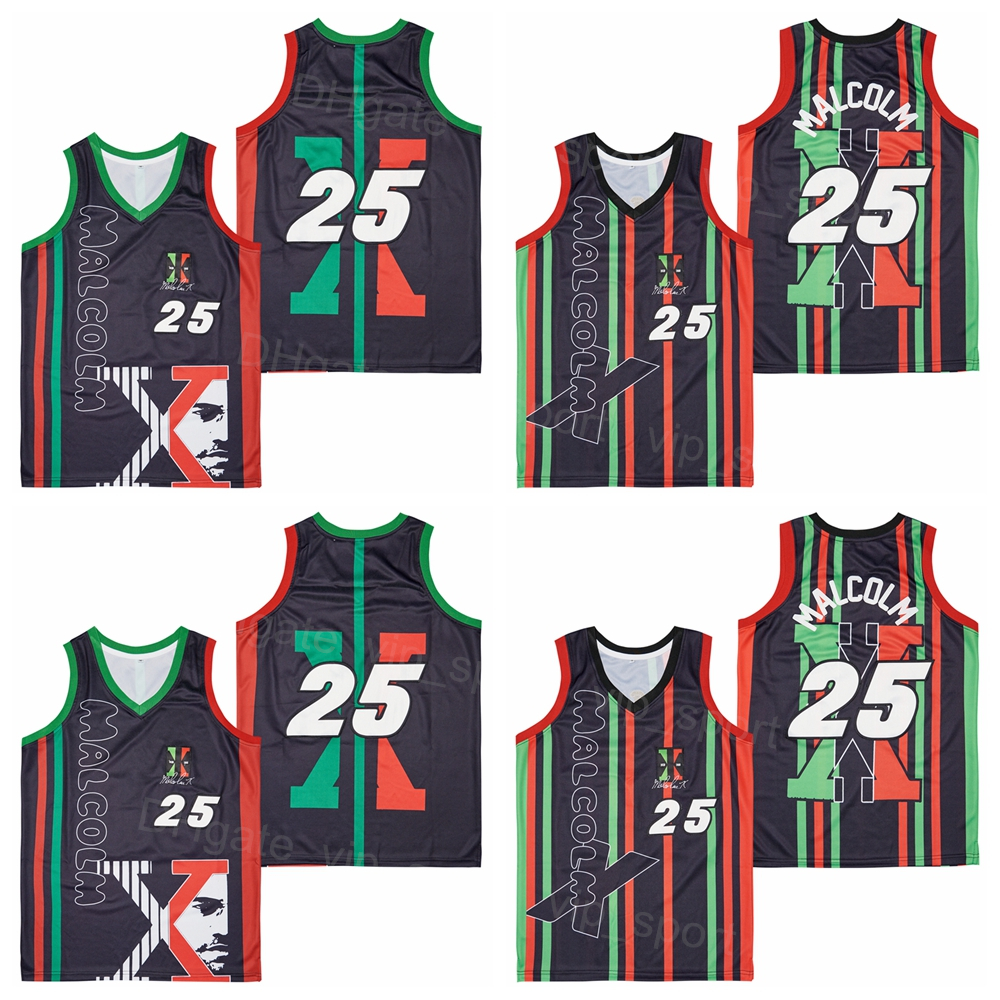 

Men Movie Film 1992 Power 25 Malcolm X Basketball Jersey Black Team Color HipHop Pure Cotton Embroidery And Stitched Hip Hop Breathable For Sport Fans Good Quality
