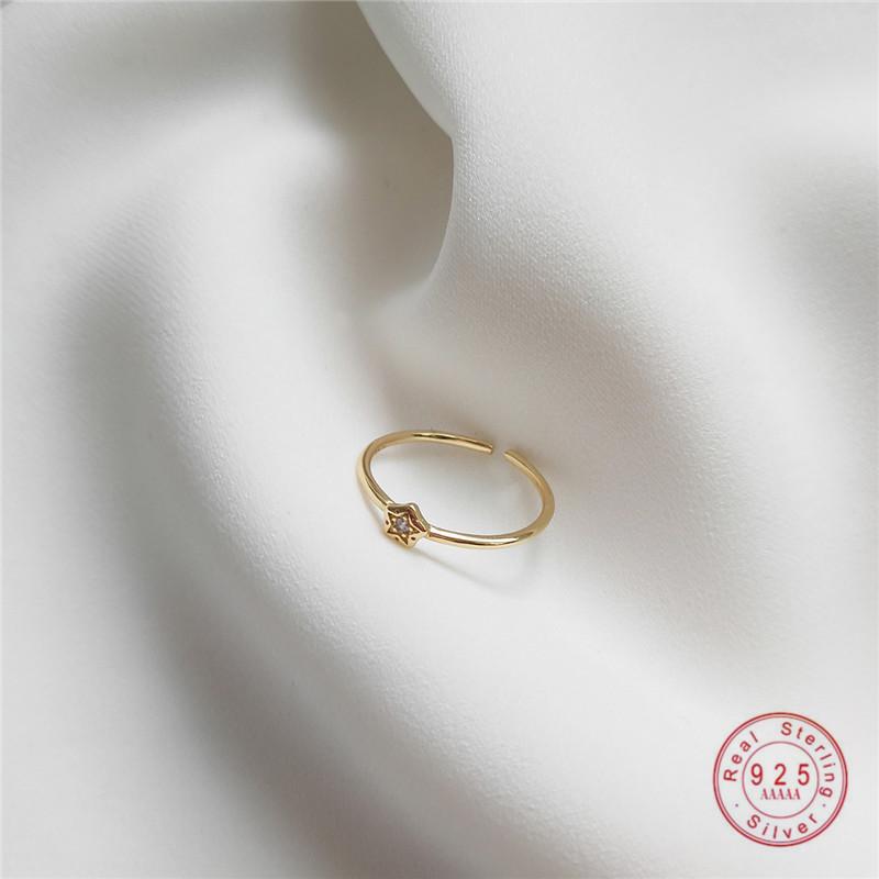 

Cluster Rings HI MAN 925 Sterling Silver Korean INS Crystal Star Opening Adjustable Ring Women Noble Elegant Birthday Party Jewelry