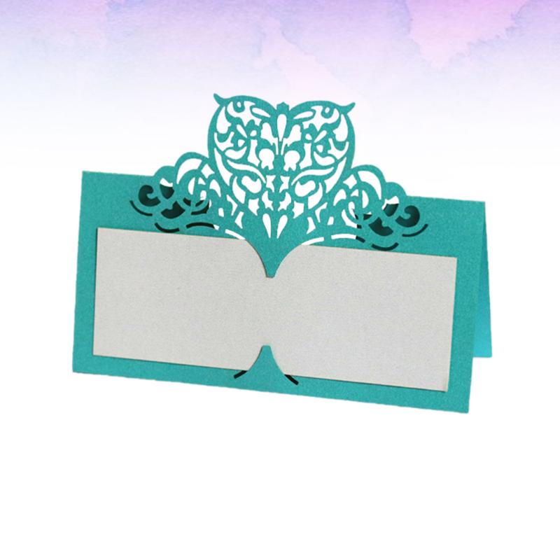 

50pcs Love Hollowed Out Name Seat Delicate Vintage Paper Place Creative Table For Wedding Party (Blue) Greeting Cards