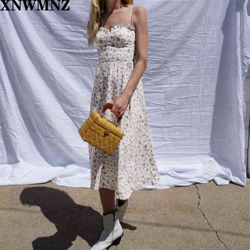 

Prune Dress ruffle edged sweetheart neckline midi length dress front slit slim fitting skirt adjusted Straps 210520, Multi