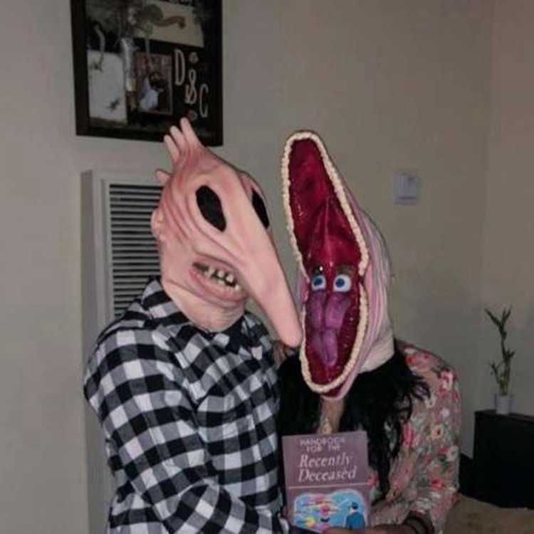 

Halloween Horror Mask Latex Cosplay Adam and Barbara Mask Tokyo Ghoul Designer Cosplay Halloween Anime Mask for Face Fashion Y0913