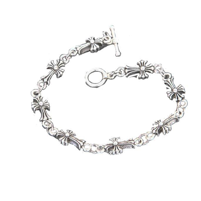 

4Styles Vintage Retro Silver Chrom&Hearts Cross Flowers Bracelets Men Titanium Steels Punk High Quality Stainless Steel Bracelet Fashion Jew, Golden;silver