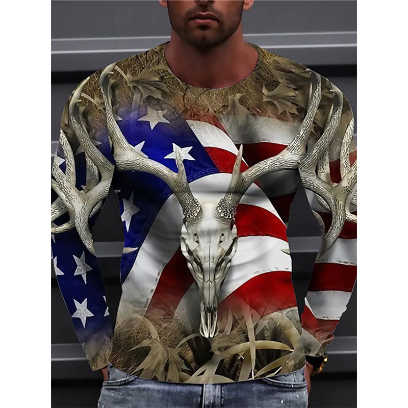 

Skull Antlers Graphic Men's Zipper Hoodie Visual Impact Party Top Punk Gothic Round Neck High Quality Sweatshirt Hoodie, Black