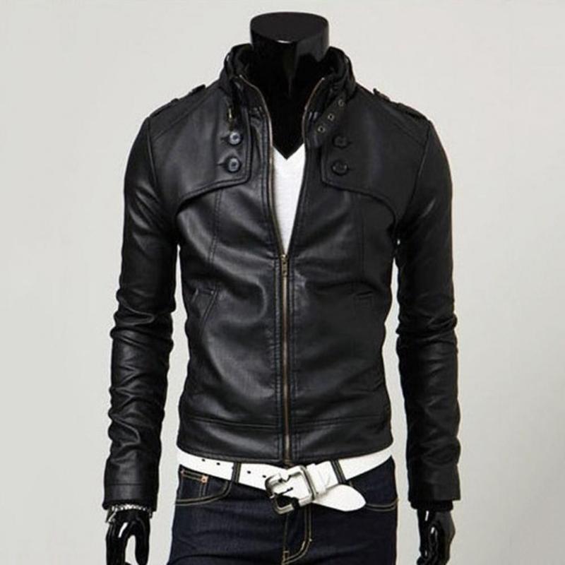

Men's Jackets Winter Jacket Fabulous Faux Leather Autumn Coat Great Stitching, Black;brown