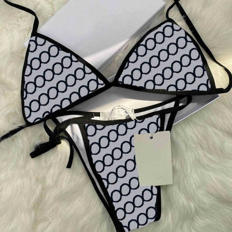 

Women Bandage Swimwear Bikini Set Textile Blue Letter Printed Ladies Bikinis Summer Travel Girl Bodysuit Swimsuit