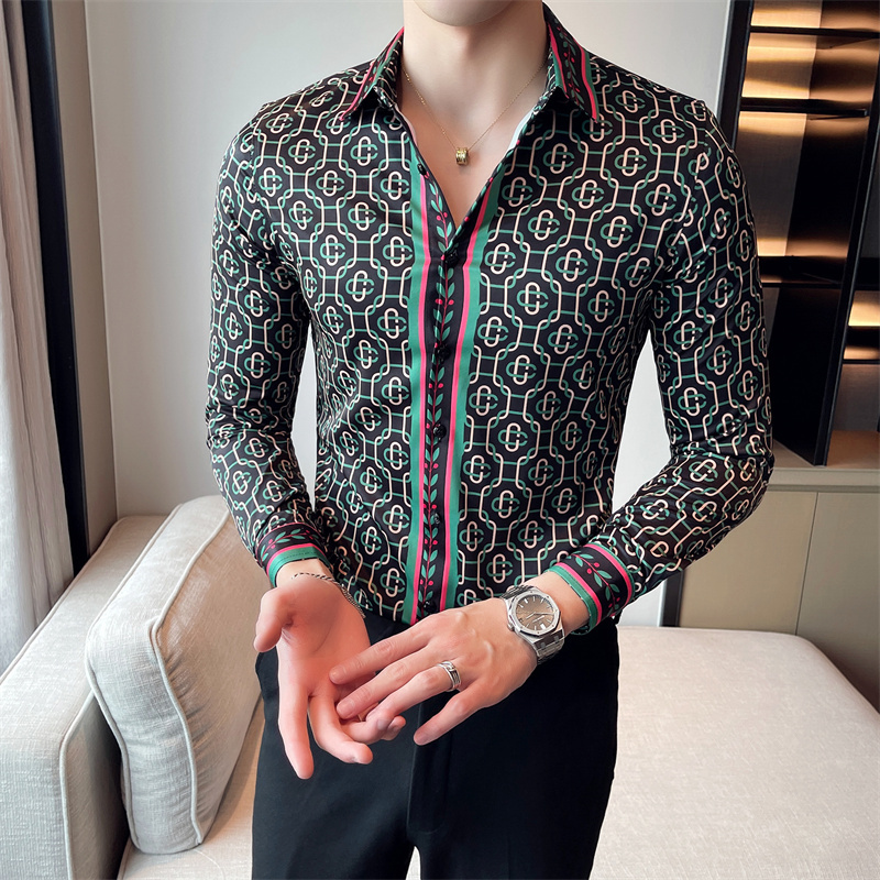 

2022ss Luxurys Designers Dress Shirt Menswear Fashion Society Black Men Solid Color Business Casual Mens Long Sleeve red Size M- top07