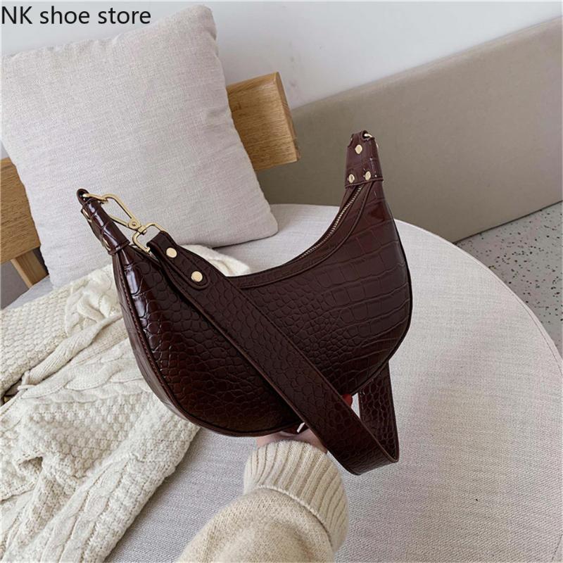 

Crocodile Pattern Vintage Leather Crossbody Bags For Women 2021 Small Shoulder Messenger Hobos Bag Lady Purses And Handbags Sac, Black