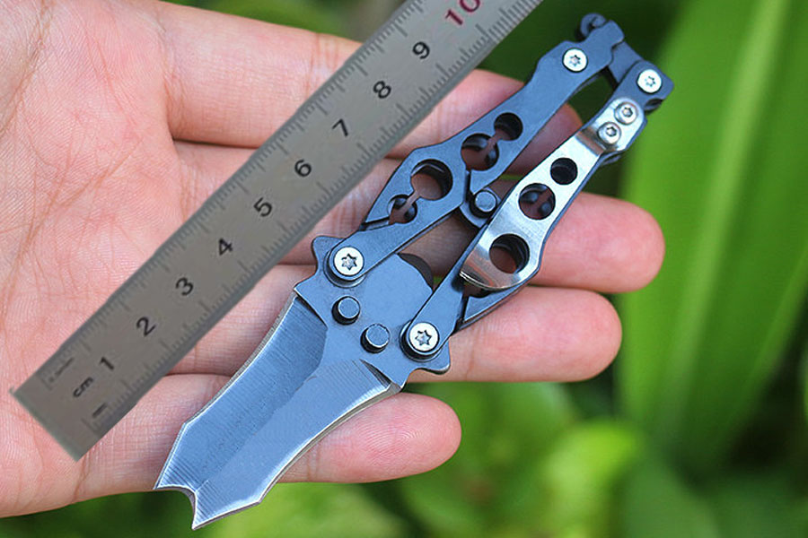 

1Pcs High Quality Butterfly Knives 440C Black Oxide Blade Stainless Steel Handle EDC Pocket Knife Outdoor Camping Hiking Bottle Opener With Retail Box