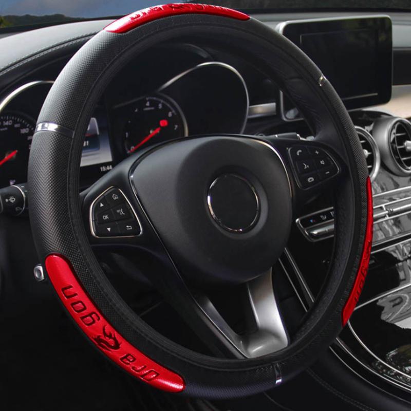 

Steering Wheel Covers 15'' Dragon Reflective Totem Red Black Car Non-slip Breathable Protect Cover Four Season Universal Interior Parts