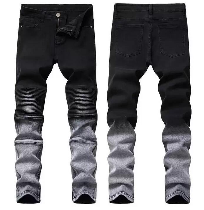 

Skinny Mens Distressed Jeans Cool Men Jeans Stretch Slim Fit Denim Biker Jeans Hip Hop Men Streetwear 1800#, 1800#black
