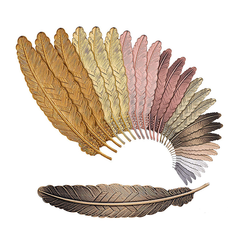 

Fashion DIY Metal Feather Bookmarks Document Book Mark Label Golden Silver Rose Gold Bookmark Office School Supplies