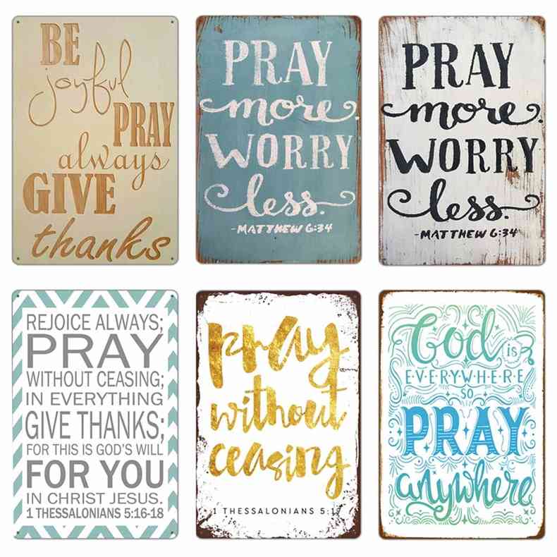 

Church Pray Every Day Retro Metal Tin Signs Plate 20x30cm Vintage Poster for Home Decoration Believer Bedroom Wall Decora