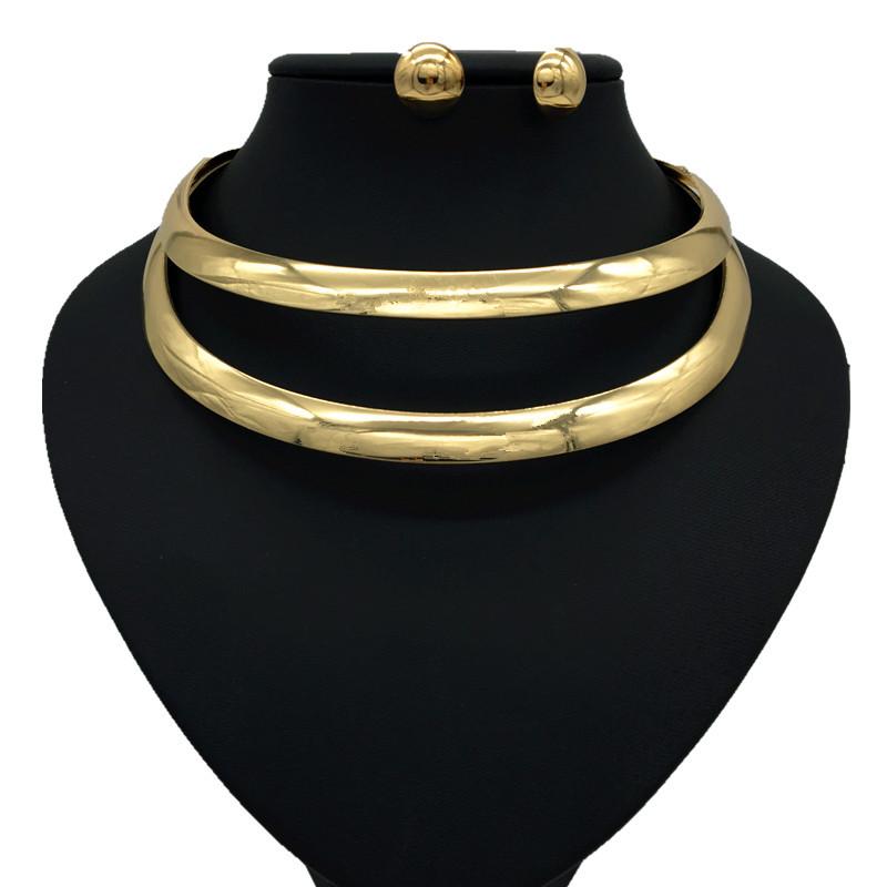 

Pendant Necklaces Statement Torque Choker Necklace Women Gold Color Alloy Collar Maxi African Jewelry Chokers Big