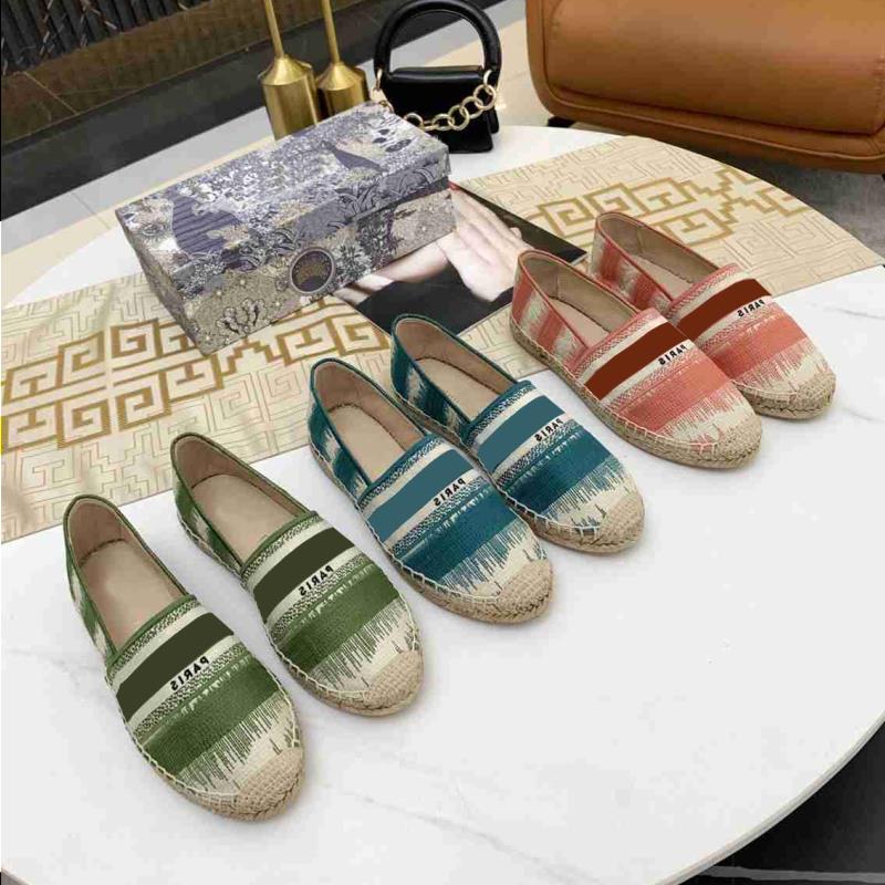 

Shoe Box Sandals Luxurys Casual 2021 Espadrilles Half Size Ladies Flat Beach Summer Loafers Fashion Designers Woman Fisherman Shoes Can Hjvp, Black