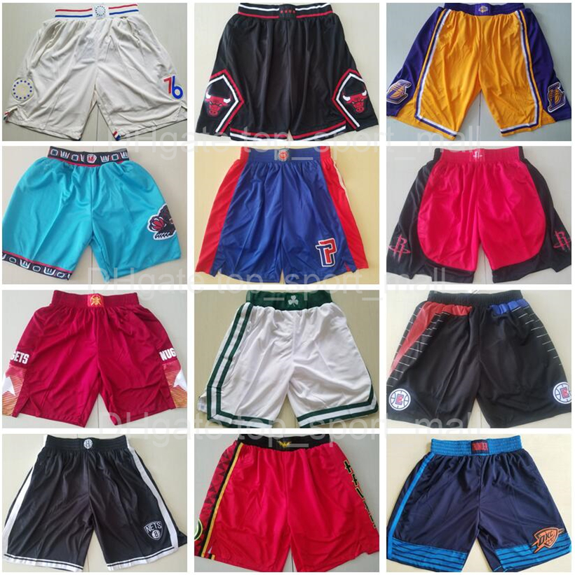 

Man Sport Shorts Team Basketball Wear Without Pocket Athletic Short Sweatpants Pant Embroidery Black White Red Blue Size S M L  XXL