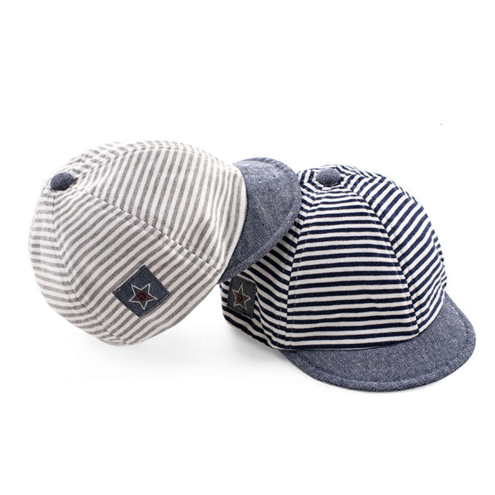 

Sun hat for children Star embroidered standard cotton stripe Baseball Cap Baby sun hat and husband, Yellow
