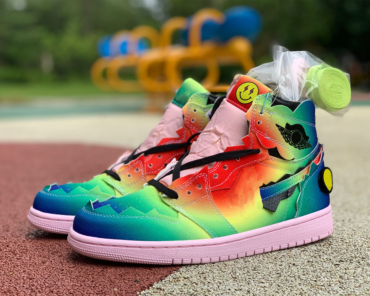 

Authentic High OG 1 J Balvin Basketball Shoes Jumpman 1s I Rainbow tie-dye Women Men Sports Sneakers Top Quality Trainers With Box, #1