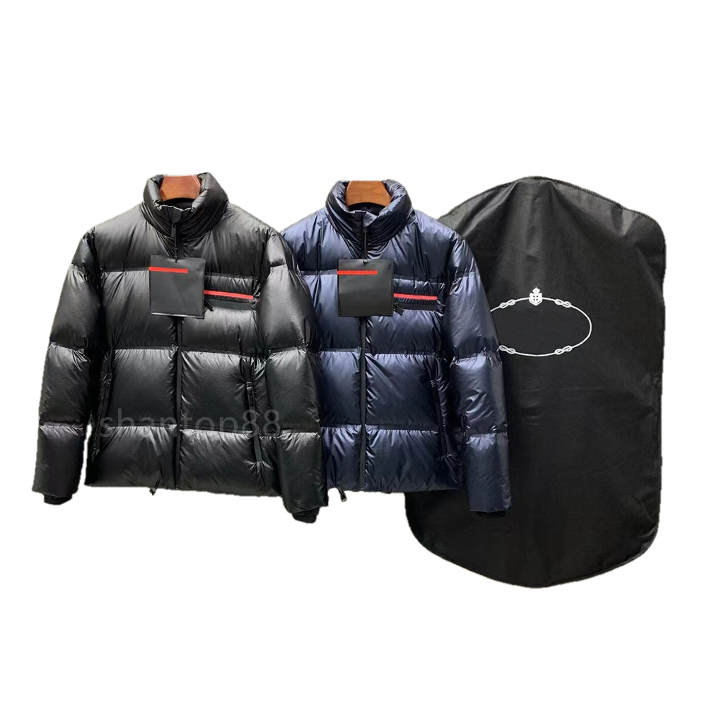 

Designer PRAD high quality down jacket budge mens short windproof, waterproof, high breathable and warm winter fashion female couple 90% whi, Black