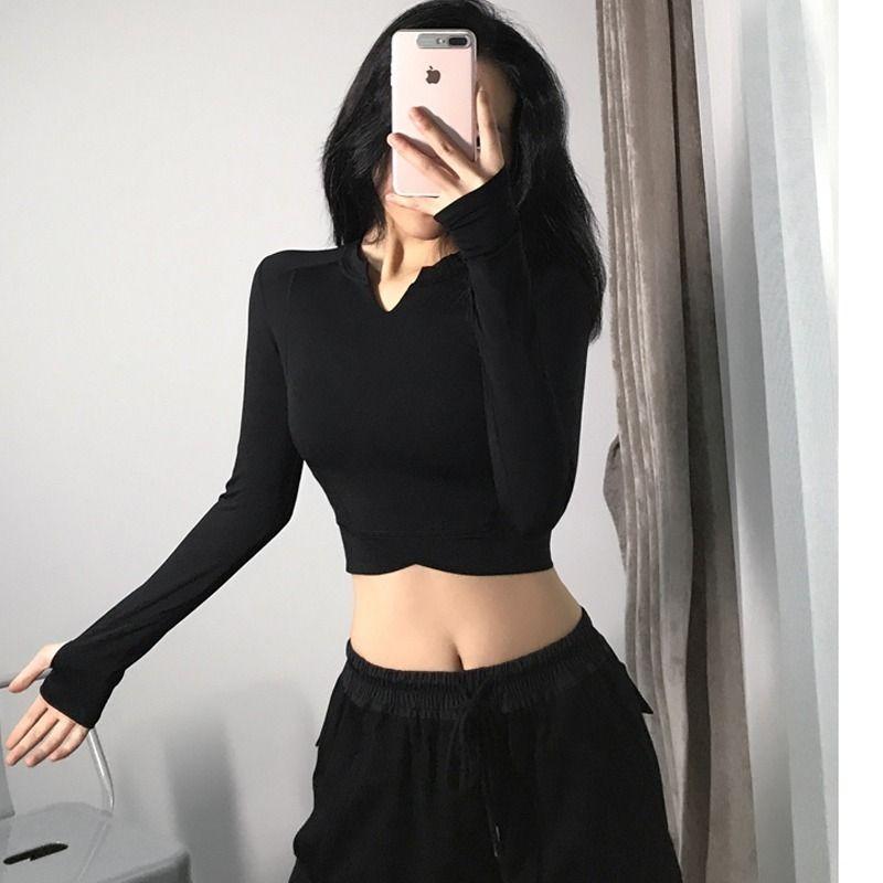 

Yoga Outfit Women's Tight-fitting Sports Top Stretch Thin Quick-drying Wear Long-sleeved Running Fitness Clothing Autumn-winter Jacket