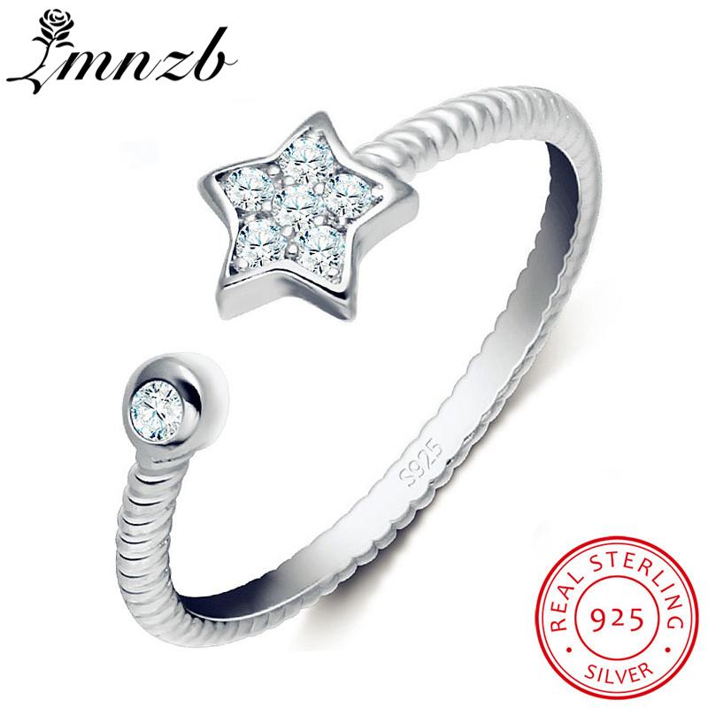 

Cluster Rings LMNZB 100% 925 Solid Silver Ring Star Design Temperament CZ Zircon Tail Opening Can Be Adjusted Jewelry Gift LR011, Golden;silver
