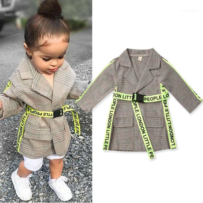 

Fashion Toddler Baby Girls Winter Jackets Coats Plaid Tops Jacket With Belt Kids Children Formal Long Overcoat Outfits1, Blue;gray