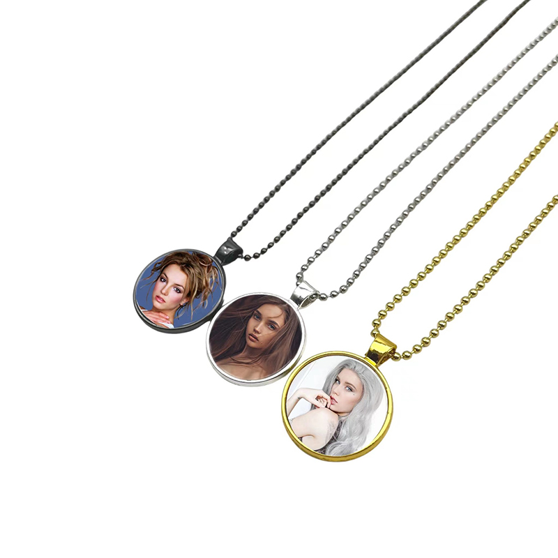 

Heat Transfer Pendant Necklace Sublimation Blank Metal Round Necklace Fashion Jewelry Accessories Creative Gift