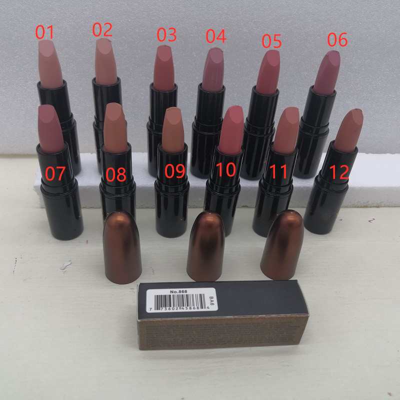 

60pcs Nude shade 12color lipstick velvet teddy myth honey love please me Matte 3g mocha whirl color with sweet smell, Mixed color