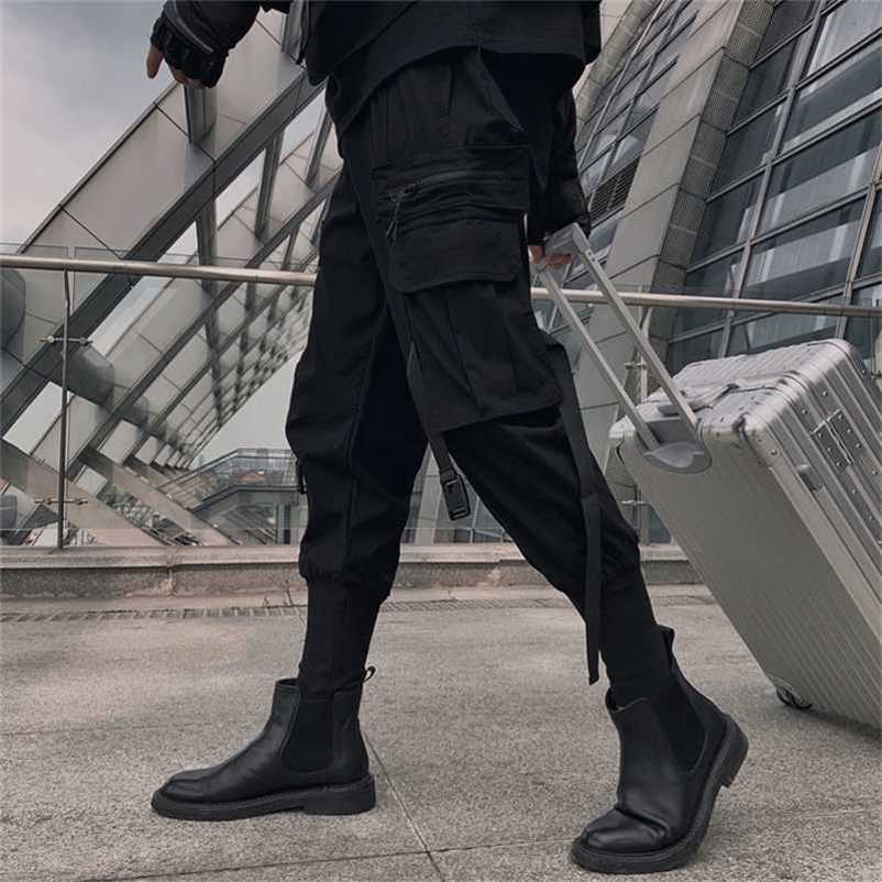 

HOUZHOU Black Cargo Pants for Men Cargo Trousers for Jogging Streetwear Korean Men's Fashion Pants Summer Techwear Hip Hop 211108