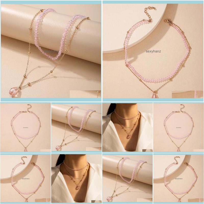 

Necklaces & Pendants Lovely Water Pendant Neckalce For Women Trendy Mtilayer Handmade Chain Choker Alloy Metal Jewelry Collar Drop Delivery