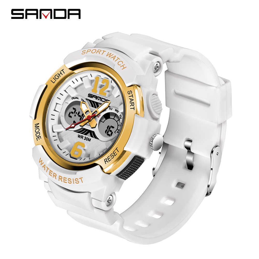 

SANDA Top Brand White Women's Watches Waterproof Sports Wristwatch Ladies Quartz Watch Swimming reloj mujer relogio feminino 757 210616, Rose red