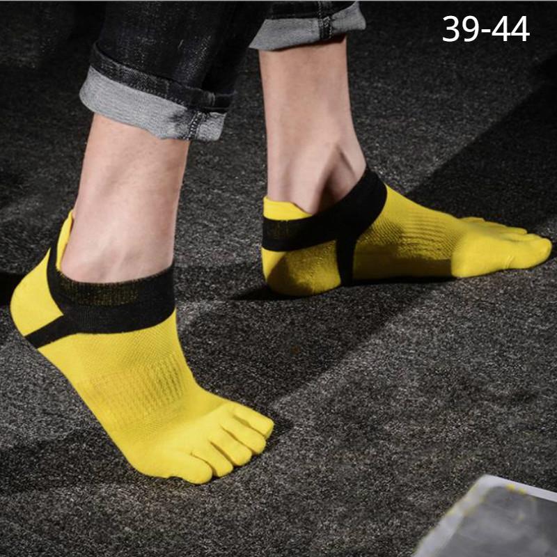 

Men's Socks Mens Five Finger Toe Sport Ankle Mesh Cotton Short White Sock Sweat Absorbing Breathable With Fingers, Black